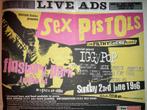 Paginagrote A4 advertentie SEX PISTOLS live, Ophalen of Verzenden