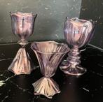 3 blauwe decoratie glazen. Merk Des Pots, Antiek en Kunst, Ophalen of Verzenden