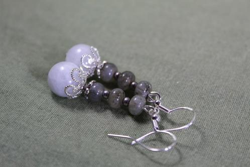 Aquamarijn en labradoriet oorbellen, Sieraden, Tassen en Uiterlijk, Oorbellen, Nieuw, Blauw, Met edelsteen, Ophalen of Verzenden
