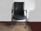 Nr.6: Vergaderstoel van Euroseats zwart leder stoel 2x, Huis en Inrichting, Stoelen, Ophalen, Twee, Zwart, Zo goed als nieuw