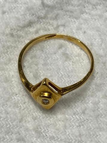 Geel gouden ring 750 diamant  beschikbaar voor biedingen