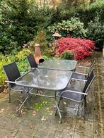 Tuinset, tuintafels met vier stoelen, Ophalen, Gebruikt, Aluminium, Tuinset