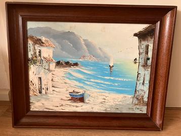 Mediterraan Schilderij van Gisbert - Kustlandschap beschikbaar voor biedingen