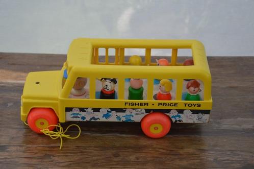 Vintage Fisher Price schoolbus met 7 poppetjes uit 1965 USA, Kinderen en Baby's, Speelgoed | Fisher-Price, Gebruikt, Speelset