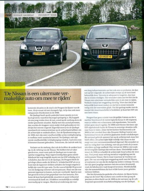 Autovisie Peugeot 3008 versus Nissan Qashqai, Boeken, Auto's | Folders en Tijdschriften, Gelezen, Nissan, Ophalen of Verzenden