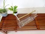 retro vintage lectuurbak jaren80 kunststof plexiglas messing, Huis en Inrichting, Woonaccessoires | Krantenbakken en Lectuurbakken