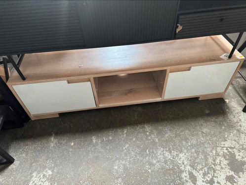 Eikenhouten TV-meubel met witten deuren, Huis en Inrichting, Kasten | Televisiemeubels, Zo goed als nieuw, Minder dan 100 cm, 25 tot 50 cm