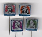 4 speldjes FIX EN FOX HISTORICA LINCOLN BEETHOVEN CURIE (A4), Verzamelen, Speldjes, Pins en Buttons, Verzenden, Zo goed als nieuw