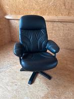 Vintage Zwarte Leren Draaistoel Relax, Huis en Inrichting, Vintage 1980, Gebruikt, Zwart, Leer