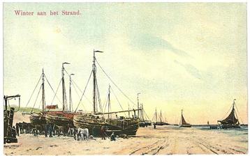 965129	Scheveningen	Winter aan het strand	Nette oude kaart O beschikbaar voor biedingen