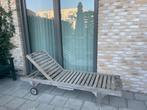 Ligbed massief hout, Tuin en Terras, Ligbedden, Ophalen, Gebruikt, Hout, Verrijdbaar