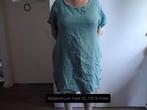 Turquoise linnen jurk maat 50, Knielengte, Ophalen of Verzenden, Zo goed als nieuw, Maat 46/48 (XL) of groter