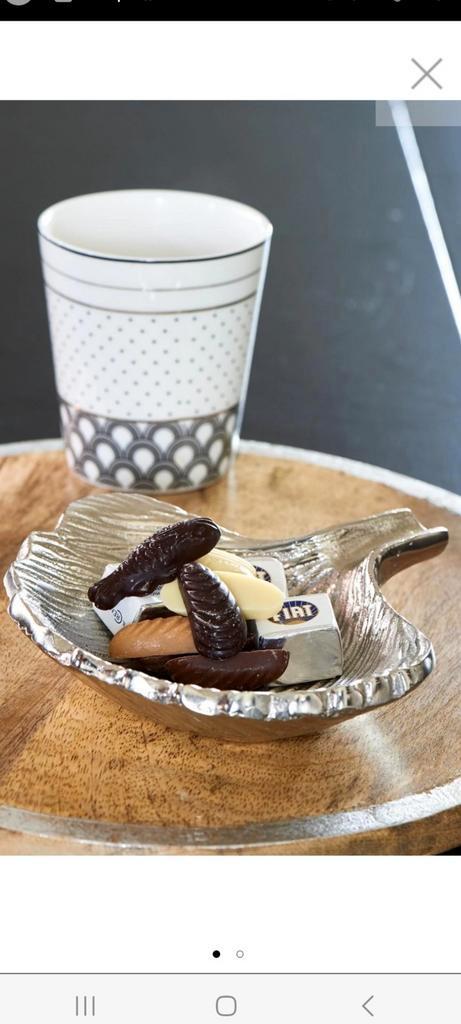 Riviera Maison zilverkleurig schaal in de vorm van een blad, Huis en Inrichting, Woonaccessoires | Schalen en Manden, Nieuw, Schaal