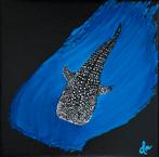 Walvishaai Schilderij - Acryl - 20x20cm-kunstwerk, Antiek en Kunst, Ophalen of Verzenden