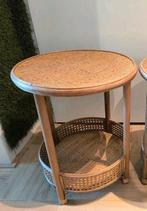 Rotan bijzettafeltje met webing, 45 tot 60 cm, Minder dan 55 cm, Rond, Ophalen of Verzenden