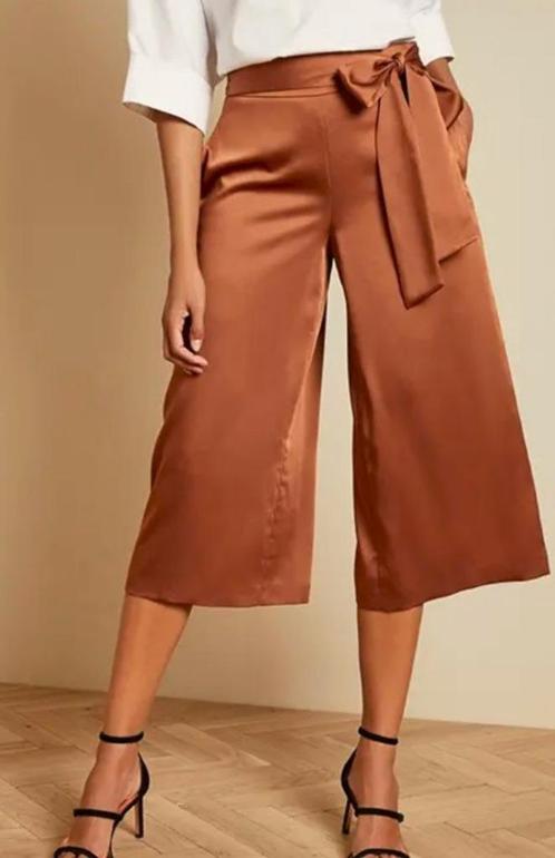 Ted Baker nieuw metallic cognac bruine culotte broek S 47537, Kleding | Dames, Broeken en Pantalons, Nieuw, Maat 36 (S), Bruin