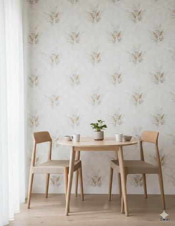 6807 Vintage behang met zachte takjes in lichte tinten swiet beschikbaar voor biedingen