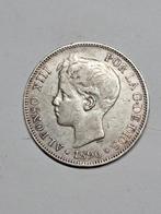 Spanje 5 pesetas 1896, Verzenden, Overige landen, Losse munt, Zilver