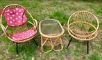 Rohe rotan set 2 stoeltjes en tafeltje, Huis en Inrichting, Stoelen, Ophalen, Gebruikt, Twee, Bruin