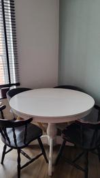 Uitschuifbare ronde eettafel, Ophalen, Gebruikt, 100 tot 150 cm, Rond