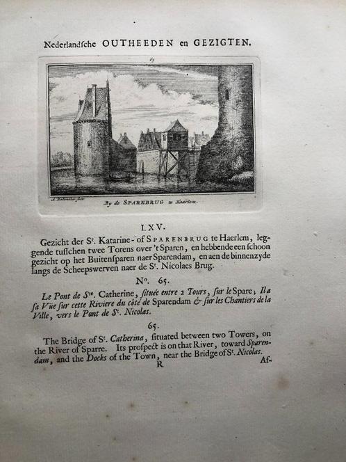065 / Haarlem Katharine of Sparenbrug Kopergravure 1731, Antiek en Kunst, Kunst | Etsen en Gravures, Ophalen of Verzenden