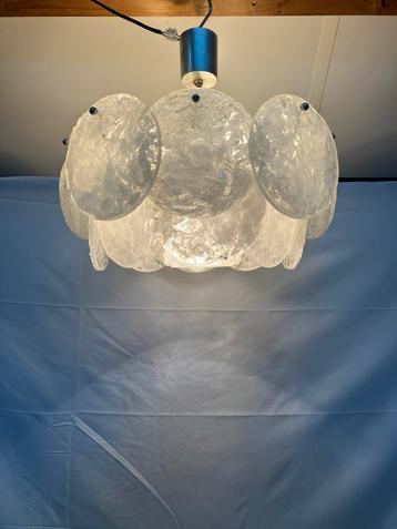 Vintage Medebach ijsglas hanglamp met kunststof schijven beschikbaar voor biedingen