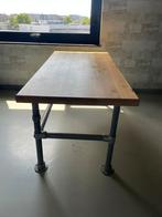 Massief houten tafelblad/bureau met steigerbuis onderstel, Huis en Inrichting, Bureaus, Ophalen, Gebruikt