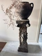 UNIEK Antieke Franse piédestalle zuil zink prachtige patina, Ophalen, Zo goed als nieuw