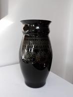 Art Deco grote Doyen Vaas Incrusta, zwart opaline glas