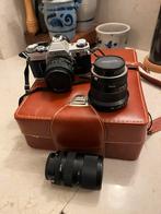 Canon AE-1 + 3 bijzondere lenzen, koffer en statief, Ophalen, Zo goed als nieuw, Spiegelreflex, Canon