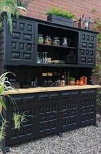 Unieke spaans vintage designer buffetkast zwart, Ophalen, 150 tot 200 cm, Zo goed als nieuw, 150 tot 200 cm