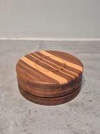 Mini houten schaakspel in luxe opbergdoos – handgemaakt, Een of twee spelers, Ophalen of Verzenden, Zo goed als nieuw, Reisspel