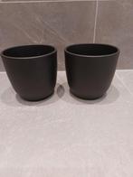 2 Zwarte Bloempotten Everydays Intratuin - 14x13cm, Gebruikt, Rond, Binnen, Ophalen of Verzenden