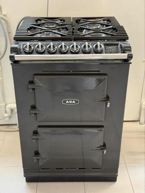 AGA fornuis FOUR-TWO LPRT515029 zwart, Witgoed en Apparatuur, Fornuizen, Zo goed als nieuw, Vrijstaand, Gas, 5 kookzones of meer