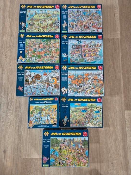 Mooie Jan van Haasteren 8x 1000 en 1x1500 stukjes puzzels, Hobby en Vrije tijd, Denksport en Puzzels, Zo goed als nieuw, 500 t/m 1500 stukjes