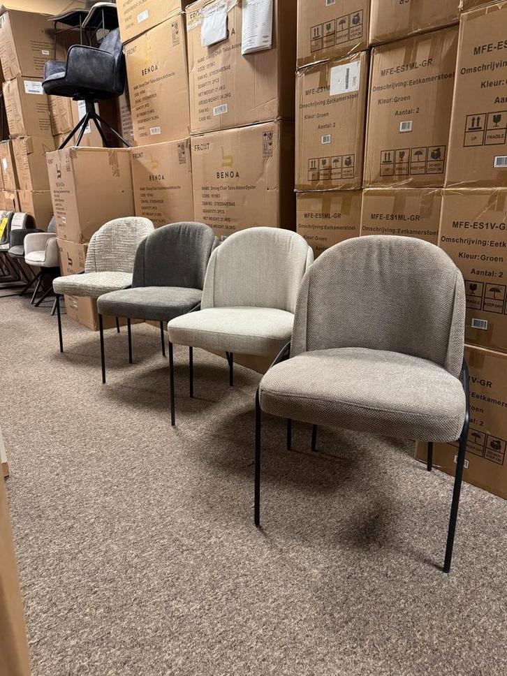 Set van Stoelen - Diverse Kleuren en Materialen, Huis en Inrichting, Stoelen, Gebruikt, Vier, Metaal, Stof, Grijs, Ophalen of Verzenden