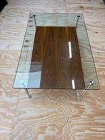 Glazen Salontafel met Houten Accent, Huis en Inrichting, Tafels | Salontafels, Ophalen, 100 tot 150 cm, 50 tot 100 cm, Minder dan 50 cm