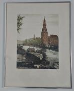 Litho Montelbaanstoren Amsterdam, Antiek en Kunst, Kunst | Schilderijen | Klassiek, Ophalen of Verzenden