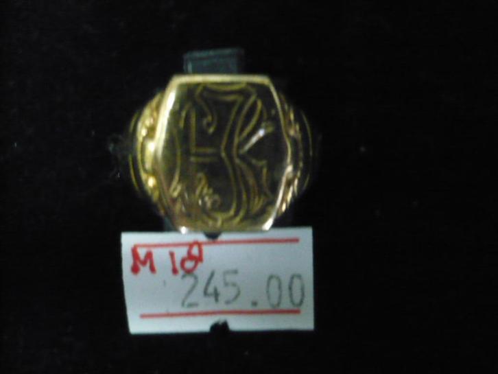 14 krt. gouden ring met gravure KJ maat 18 - 2.8 gram, Sieraden, Tassen en Uiterlijk, Ringen, Gebruikt, Heer, 18 tot 19, Goud