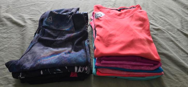 Sportkleding Pakket: Broeken & Shirts S/M, Kleding | Dames, Sportkleding, Gedragen, Fitness of Aerobics, Maat 36 (S), Blauw, Ophalen of Verzenden
