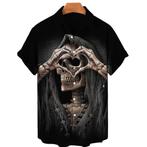 Zwart doodskop overhemd (heren mannen skelet skull shirt), Verzenden, Nieuw, Zwart