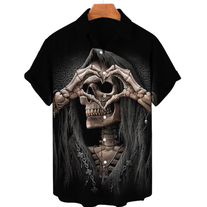 Zwart doodskop overhemd (heren mannen skelet skull shirt), Kleding | Heren, Overhemden, Nieuw, Zwart, Verzenden