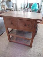 WANDTAFEL/KASTJE met 2 LADEN + 2 LEGPLANKEN, sidetable, Huis en Inrichting, Tafels | Sidetables, Ophalen, 50 tot 100 cm, Teakhout