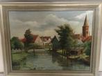 Schilderij Oud Hollands Dorpsgezicht Zwartsluis., Antiek en Kunst, Kunst | Schilderijen | Klassiek, Ophalen of Verzenden