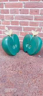 2 Vintage zware Messing halve Appels ,bookends, Ophalen, Brons