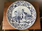 Antiek groot bord Delft 636 keramiek sierbord kerk, Ophalen of Verzenden