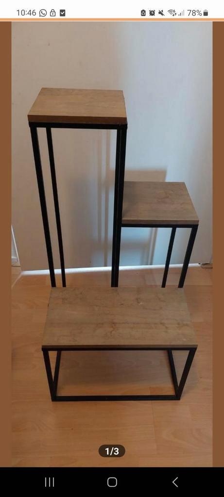 3 laags plantenstandaard hout/metaal, Huis en Inrichting, Kamerplanten, Minder dan 100 cm, Halfschaduw, Ophalen