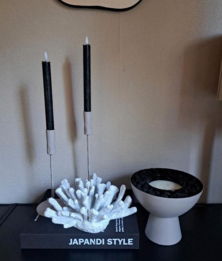 Japandi, Nordic stijl schaal op voet beige, Huis en Inrichting, Woonaccessoires | Kandelaars en Kaarsen, Nieuw, Minder dan 25 cm