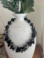 Ketting met onyx en lavasteen kralen en kristal druppels, Zwart, Nieuw, Ophalen of Verzenden, Met edelsteen