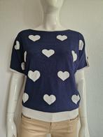 YouYou pullover. Maat M. Donkerblauw/hartjes., Maat 38/40 (M), Blauw, Nijmegen, Verhip-vintage.nl